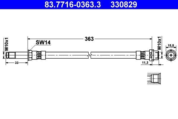 ATE 83.7716-0363.3 | Ön Fren Hortumu Spr / Lt35