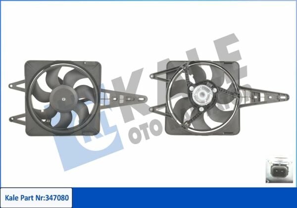 KALE RADYATÖR 347080 | Fan Motoru Davlumbazlı (Fiat Tempra-Tipo-Uno 1.4 1.6) Kılımasız Nac