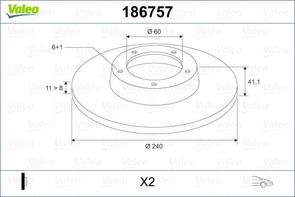 VALEO 186757 | Disk On 00-Corsa.C 1.2 12V-ABS *Z12xe* | 1 Adet