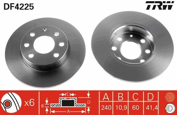 TRW DF4225 | Disk On 01-Corsa.C 1.2 16V *Z12xe* | 1 Adet