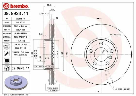 BREMBO 09.9923.11 | Fren Diski F-15 Ön Tek