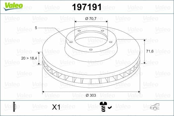 VALEO 197191 | Arka Fren Aynası Havalı 303mm Captiva Antara 06 -