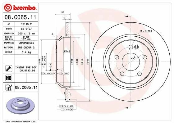 BREMBO 08.C065.11 | Fren Diski Viano 447 Arka 111 / 114 / 116 CDI | 2 Adet