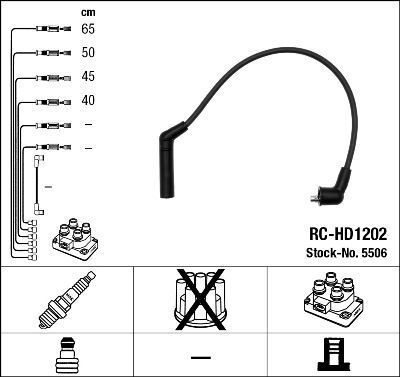 NGK 5506 | Buji Kablosu-(Hyundai Accent 00 / 06 1.3 / Accent 95 / 00 1.5 / Getz 02 / 1.3) Rc-Hd1202