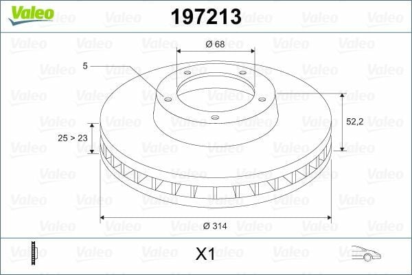 VALEO 197213 | Disk Audi A4 (2007 -) 1.8Tfsı, 2.0Tdı, 2.0Tfsı, 2.7Tdı V6 A5 (2007 -) 1.Fren Bınek (Ithal) | 1 Adet