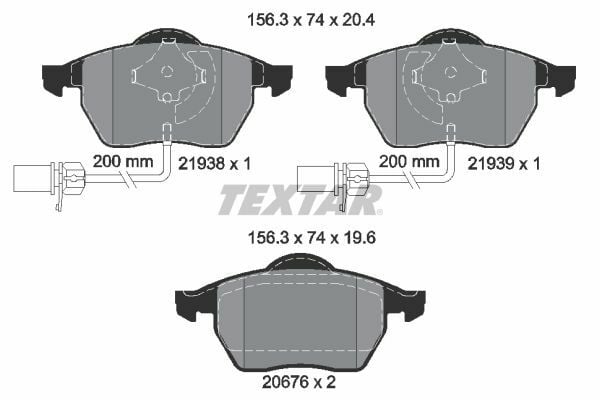 TEXTAR 2193801 | Fren Balatası VW Passat / A4 / A6 1.8T Ön Fişli