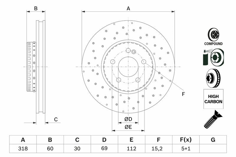 BOSCH 0986479H37 | Disk On (Ad) 14-C-Seri (W205-S205) Kaplamalı | 2 Adet