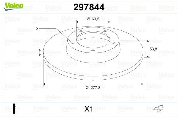 VALEO 297844 | Disk Arka (Ad) 03-Connect 1.8Di-TDCI *E.F.U** | 2 Adet