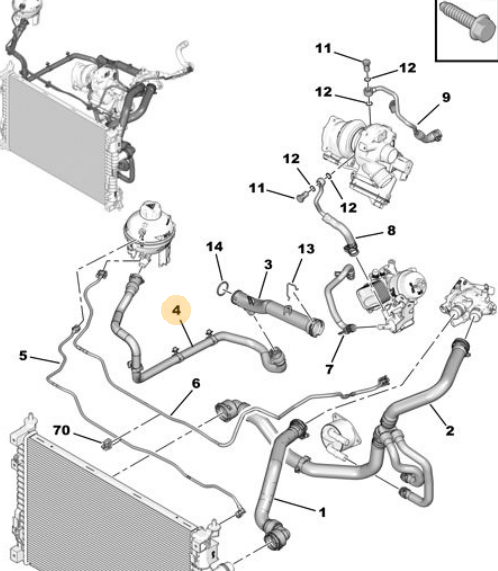 PSA 9670815680 | C5 AIRCROSS (C84) CROSS OVER 5 KAPILI 1.6 PureTech Yedek Su Depo Hortum