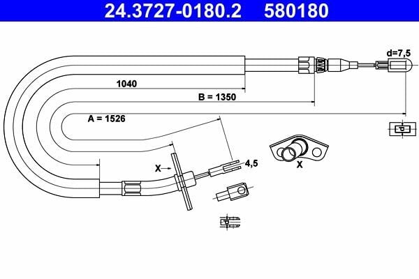 ATE 24.3727-0180.2 | El Fren Teli Spr Arka Sağ (1526 mm) Lt35