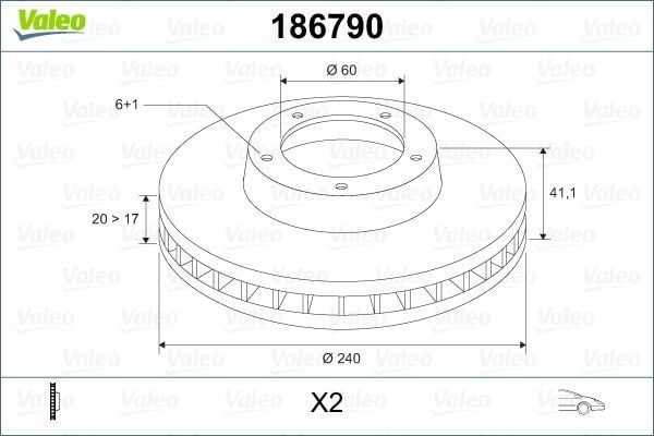 VALEO 186790 | Ön Fren Diski Hava Soğutmalı Corsa C 1,0 1.2 1,7 00 -