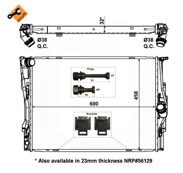 NRF 53473 | BMW E87-E90-E92 N43-N46-N52 Su Radyatörü 17117553111