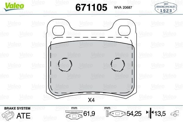 VALEO 671105 | Fren Balata Arka <94 E.S-W201 190E-D