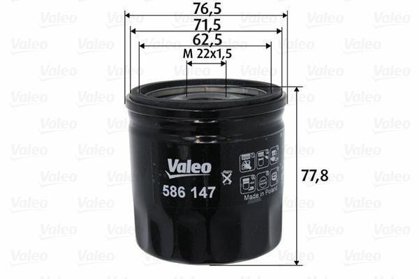 VALEO 586147 | Yağ Filtresi (Metal) Boxer III Jumper III 22Dt Puma C81 110Bg C96 130Bg C110 150Bg Euro5 Transit V347 Custom V363 2.2 TDCI 155Ps 11 /-Land Rover Defender 2.2Td4 11 -