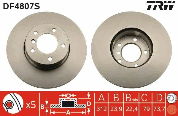 TRW DF4807S | Disk On (Ad) 05 &Gt, 1-Seri (F20-F21) 3-Seri (F30-F31) (Kutu Fıyat Tek) | 2 Adet