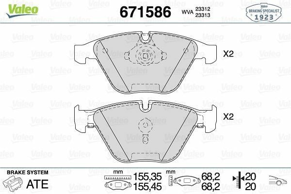 VALEO 671586 | Fren Balata Ön 03-10 3-Seri (E90) 5-Seri (E60) 7-Seri (E65-E66)
