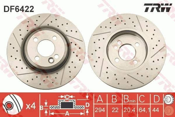 TRW DF6422 | Disk On 02-Mini Cooper Havalı | 1 Adet