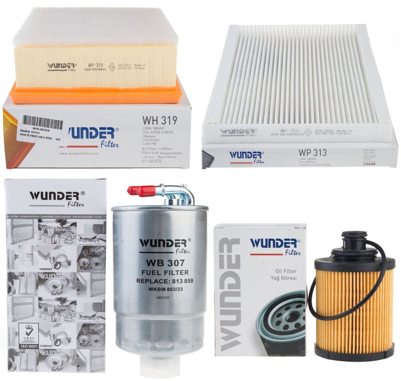 Opel Corsa D 1.3 Euro 4 Dizel Filtre Seti 2007-2009 Ufi Tip Yağ Filtreli Wunder Marka
