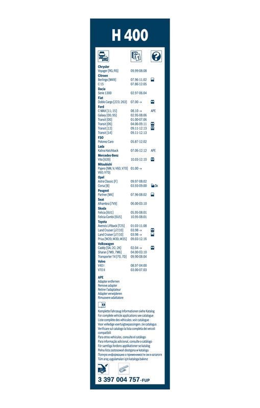 BOSCH 3397004757 | Silgi Süpürgesi Arka 40Cm Partner-H100 Twın