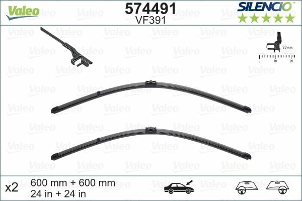 VALEO 574491 | Silgi Süpürgesi Tk 60 + 60Cm T.Prt T5 Flat Blade