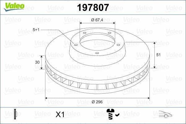 VALEO 197807 | Ön Fren Diski Havalı Insignia 16 Inch Jant İçin 296mm | 2 Adet