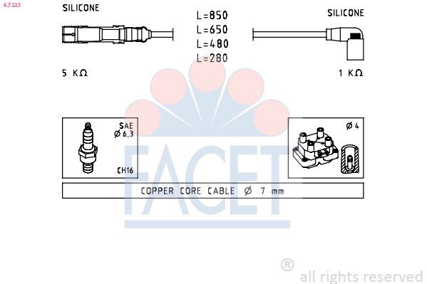 FACET 4.7223 | Buji Kablo Takımı Jetta 11 > 18 Touran 06 > 10 Caddy 04 > 15 Beetle 02 > 10
