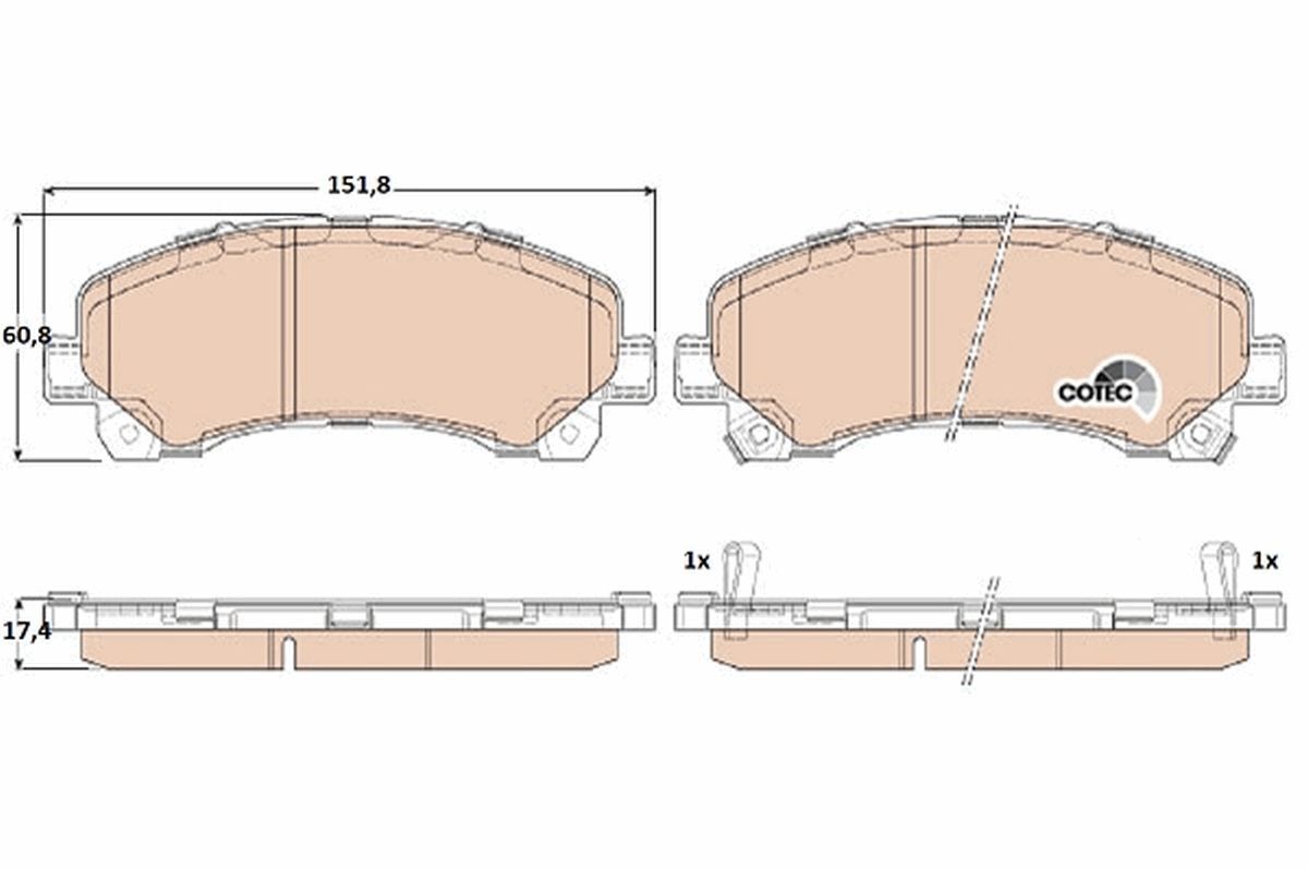 TRW GDB3545 | Balata Fren Ön-(Isuzu:D-Max 08- 4×2 / D-Max 08- 4×4 / D-Max 12-17 2.5 / D-Max 17- 1.94×4 Tfs86j)