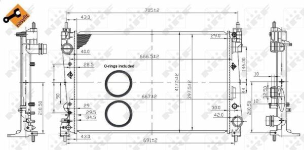 NRF 53454 | Motor Su Radyatör Punto Bravo 1,3 JTD / 1,7Cdtı Doblo III 1,6D / 2,0D Multijet Corsa D A13dtc Z13dte A13dte