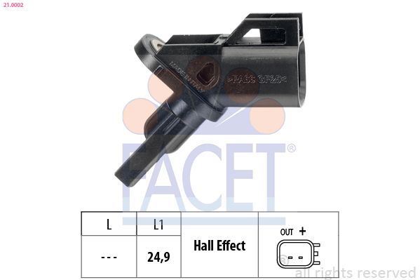 FACET 21.0002 | ABS Sensörü Ön Volvo C30 533 10-12 C70 II 542 06-09 S40 II 544 05-12 S60 II 134 10-15 S80 II 124 14