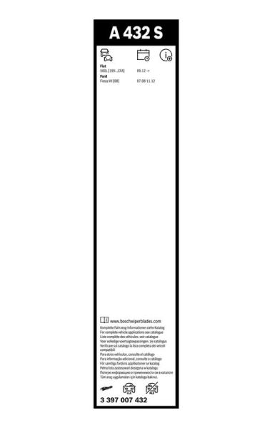 BOSCH 3397007432 | Ford Fiesta 2008-2018 Model Arası  Silgi Süpürgesi Tk 65 + 38Cm