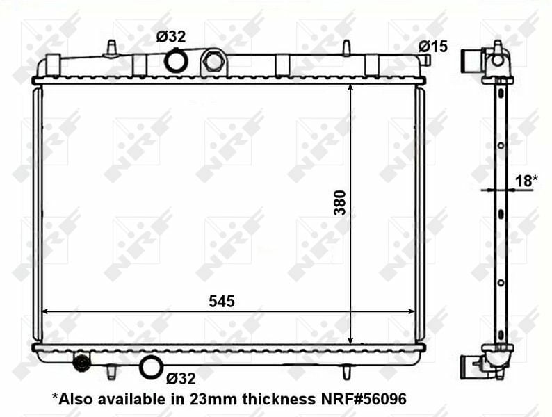 NRF 56095 | Motor Su Radyatörü P206 P206 + (T3e) 1,1I / 1,4I / 1.6 16V 98 > (133038)