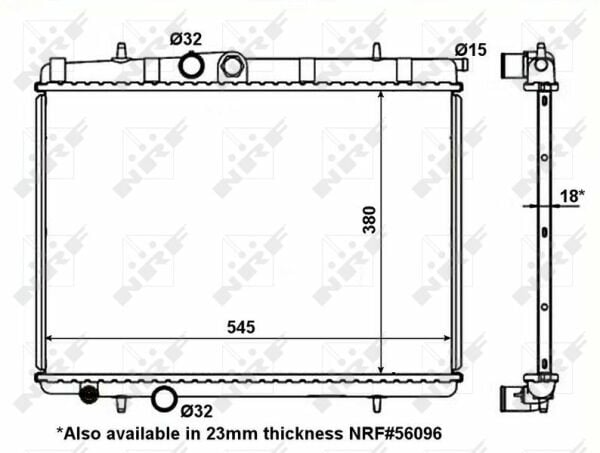 NRF 56095 | Motor Su Radyatörü P206 P206 + (T3e) 1,1I / 1,4I / 1.6 16V 98 > (133038)