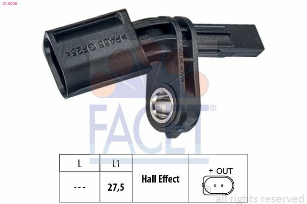 FACET 21.0006 | ABS Kablosu Sensörü Ön Sağ A3 Tt Leon Toledo Octavia Superb Caddy Golf Jetta Passat Touran Transporter T5