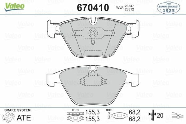 VALEO 670410 | Fren Balata Ön 7S-E65-E66