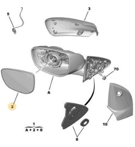 MOPAR (PSA) 1609064380 | Peugeot 301 - Citroen C-Elysee Sağ Dış Dikiz Ayna Mekanik Sensörlü