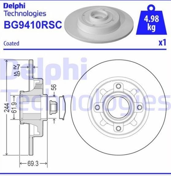 DELPHI BG9410RSC | Citroen C3 2018-2021 Arka Fren Disk Takımı