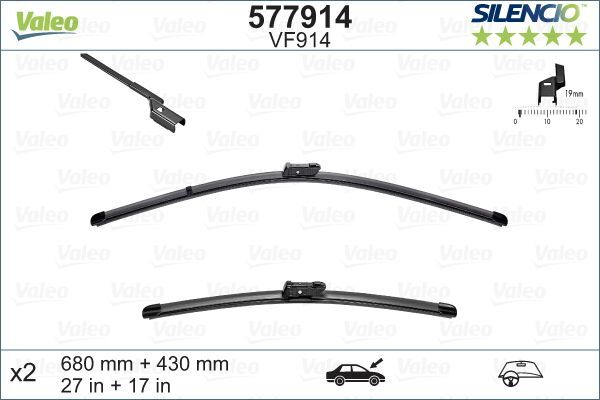 VALEO 577914 | Silecek Takım Sılencıo Opel Grandland X 17-(700 + 425) Ön