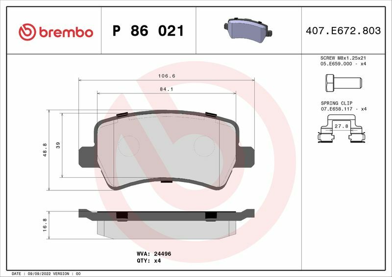 BREMBO P86021X | Fren Balatası Arka (Ford S / Max 1.8 TDCI 2.0Tdcı 2.0 06 / Volvo S60-S80-Xc60-Xc70-V60-V70 (09-17) (Freelander II 13 Evoqu 12)