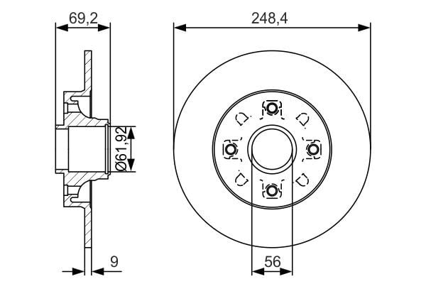 BOSCH 0986479S43 | Disk Fren Arka (Peugeot 2008 14-/ 207 06-13 / 307 03-09) | 1 Adet