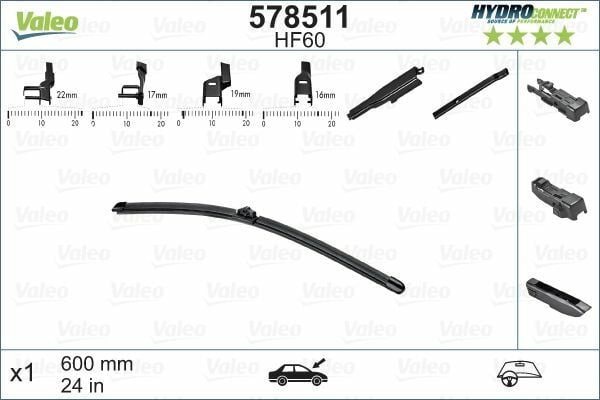 VALEO 578511 | Silgi Süpürgesi Tek 60Cm Klasık Multı-Clıp Muz First
