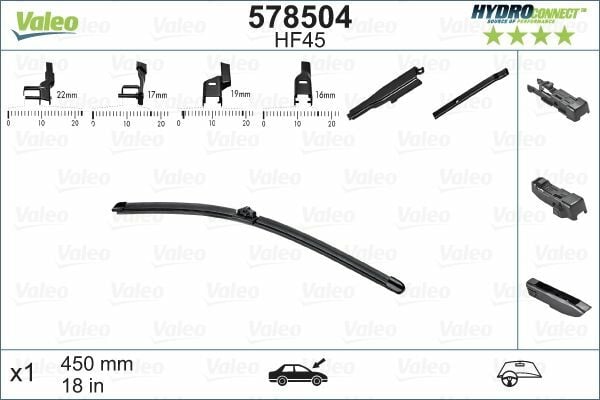 VALEO 578504 | Silgi Süpürgesi Tek 45Cm Klasık Multı-Clıp Muz First