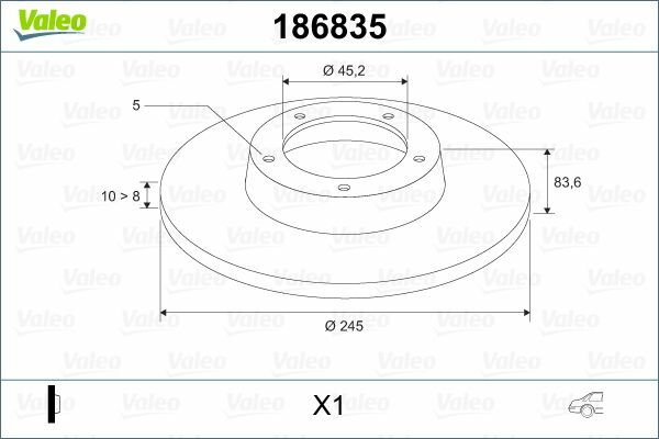 VALEO 186835 | Fren Diski VW A4 94-01 Arka Tek 245X45