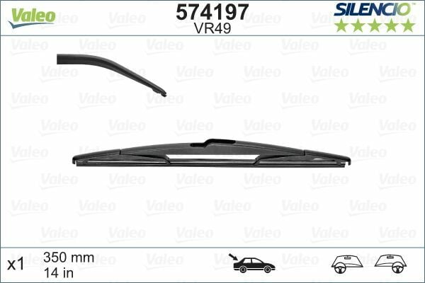 VALEO 574197 | Silecek Süpürgesi Arka Vm49 350mm (Renault Kangoo II Megane III Ford Focus II Citroen C4)