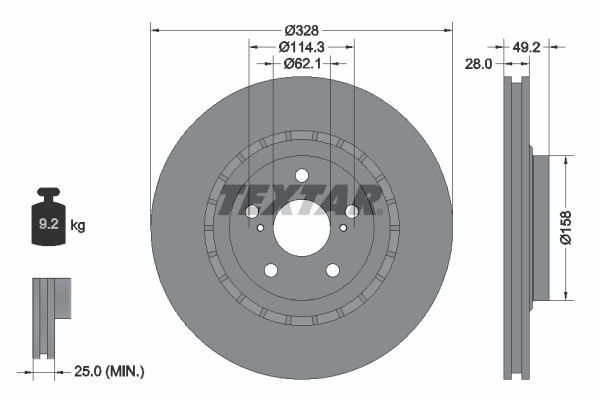 TEXTAR 92259405 | Fren Diski Ön | 2 Adet