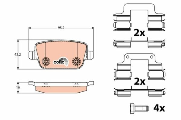 TRW GDB1708 | Fren Balatası Arka (Ford: Mondeo IV-S-Max 2.0Tdcı 07-\Kuga 2.0Tdcı-4X4 08 -) (Volvo: S80 II-V70 II 2.0-2.0T 07 -) (Land Rover-Freelander 2 2.0 Si44×4-11-14 \ 2.2 Td44×4 06-14)