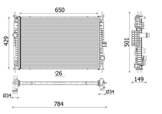 MAHLE CR2710000P | Su Radyatörü (650X429x26) Citroen C5 Aircross Peugeot P308 1.5 Blue HDI 21 -