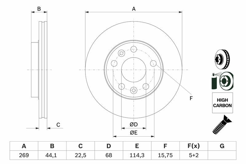 BOSCH 0986479F65 | Disk On (Ad) 16-Megane.IV Kaplamalı | 2 Adet