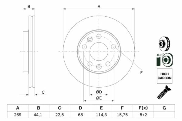 BOSCH 0986479F65 | Disk On (Ad) 16-Megane.IV Kaplamalı | 2 Adet