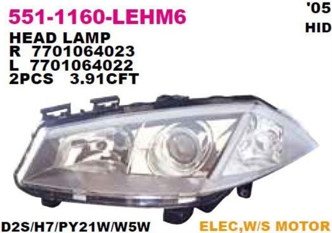 DEPO 551-1160L-LEHM6 | Renault Megane 2 2002-2009 Sol Far Zenon Tip