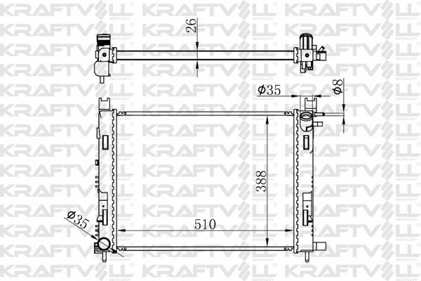 KRAFTVOLL 08040027 | Motor Radyatör Clio IV 12 > Captur 13 > Sandero II 12 > Lodgy 12 > Dokker 12 > 0.9 TCE 1.2Tce / 1.5 DCI / 1.6 > Brazing